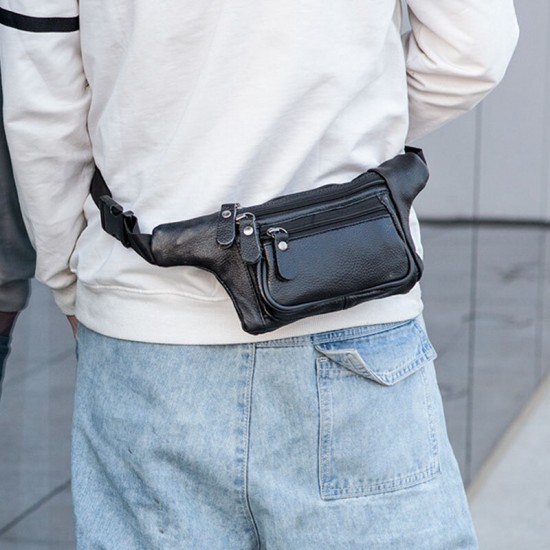 Men Genuine Leather Three-layer Waterproof Large-capacity Multifunctional Crossbody Bag Chest Bag Sling Bag Men Genuine Leather Three-layer Waterproof Large-capacity Multifunctional Crossbody Bag Chest Bag Sling Bag