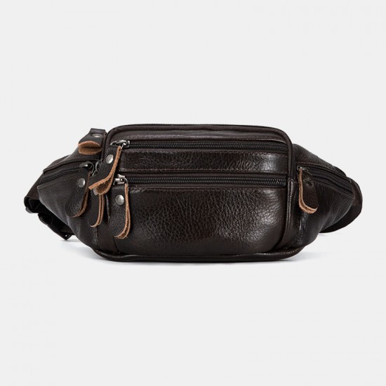 Men Genuine Leather Multi-pocket Large-capacity Multifunctional Crossbody Bag Chest Bag Sling Bag Men Genuine Leather Multi-pocket Large-capacity Multifunctional Crossbody Bag Chest Bag Sling Bag