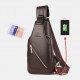 Men PU Leather USB Charging Waterproof Earphone Hole Business Crossbody Bag Chest Bag Sling Bag Men PU Leather USB Charging Waterproof Earphone Hole Business Crossbody Bag Chest Bag Sling Bag