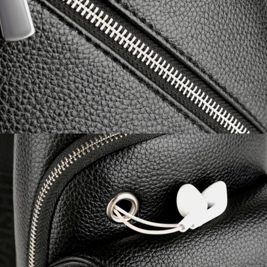 Men PU Leather USB Charging Waterproof Earphone Hole Business Crossbody Bag Chest Bag Sling Bag Men PU Leather USB Charging Waterproof Earphone Hole Business Crossbody Bag Chest Bag Sling Bag