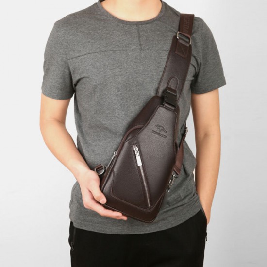 Men PU Leather USB Charging Waterproof Earphone Hole Business Crossbody Bag Chest Bag Sling Bag Men PU Leather USB Charging Waterproof Earphone Hole Business Crossbody Bag Chest Bag Sling Bag
