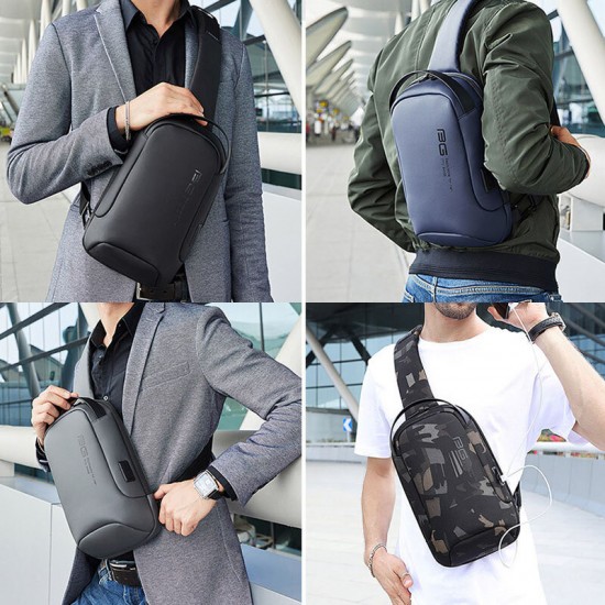 Men Oxford Cloth Multi-carry Casual Solid Color Business Shoulder Bag Chest Bag With USB Charging Men Oxford Cloth Multi-carry Casual Solid Color Business Shoulder Bag Chest Bag With USB Charging