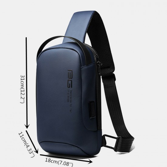 Men Oxford Cloth Multi-carry Casual Solid Color Business Shoulder Bag Chest Bag With USB Charging Men Oxford Cloth Multi-carry Casual Solid Color Business Shoulder Bag Chest Bag With USB Charging
