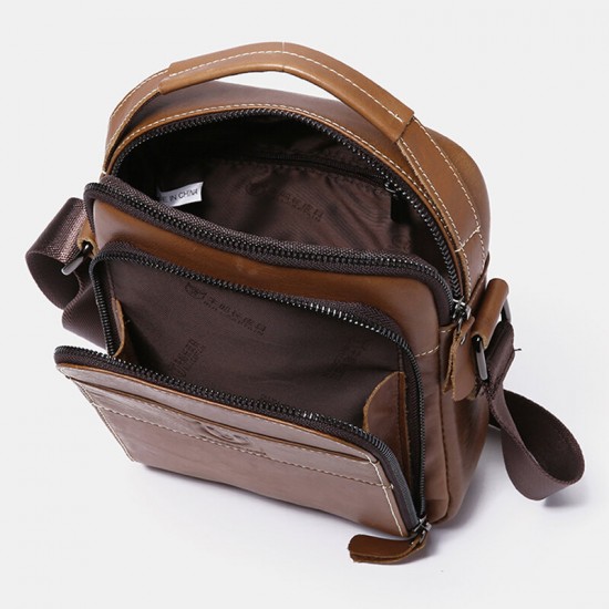 Bullcaptain Men Genuine Leather Multi-pocket Casual Crossbody Bag Shoulder Bag Bullcaptain Men Genuine Leather Multi-pocket Casual Crossbody Bag Shoulder Bag