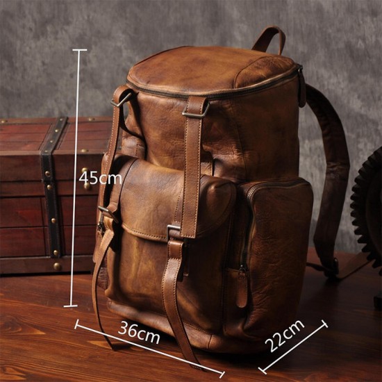 Men PU Leather Vintage Business Style Solid Color Multi-pocket 15 Inch Laptop Bag Travel Bag Backpack Men PU Leather Vintage Business Style Solid Color Multi-pocket 15 Inch Laptop Bag Travel Bag Backpack
