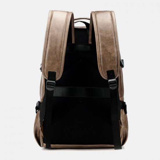 Men PU Leather USB Charging Business Casual Waterproof 14 Inch Laptop Bag Student School Bag Adjustable Backpack Men PU Leather USB Charging Business Casual Waterproof 14 Inch Laptop Bag Student School Bag Adjustable Backpack