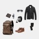 Men PU Leather USB Charging Business Casual Waterproof 14 Inch Laptop Bag Student School Bag Adjustable Backpack Men PU Leather USB Charging Business Casual Waterproof 14 Inch Laptop Bag Student School Bag Adjustable Backpack