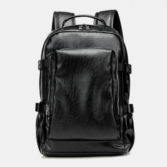 Men PU Leather USB Charging Business Casual Waterproof 14 Inch Laptop Bag Student School Bag Adjustable Backpack Men PU Leather USB Charging Business Casual Waterproof 14 Inch Laptop Bag Student School Bag Adjustable Backpack