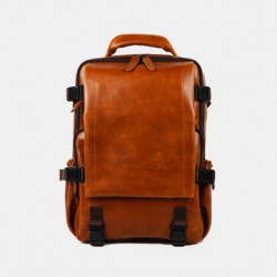Men Faux Leather Large Capacity Casual Business Retro Fashion 13.3 Inch Laptop Bag Backpack