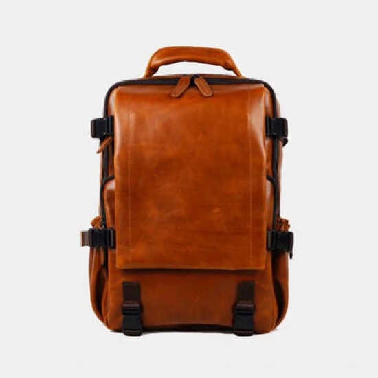 Men Faux Leather Large Capacity Casual Business Retro Fashion 13.3 Inch Laptop Bag Backpack Men Faux Leather Large Capacity Casual Business Retro Fashion 13.3 Inch Laptop Bag Backpack