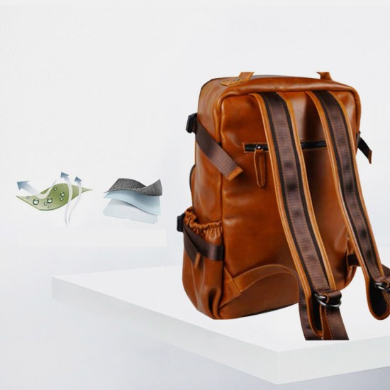 Men Faux Leather Large Capacity Casual Business Retro Fashion 13.3 Inch Laptop Bag Backpack Men Faux Leather Large Capacity Casual Business Retro Fashion 13.3 Inch Laptop Bag Backpack