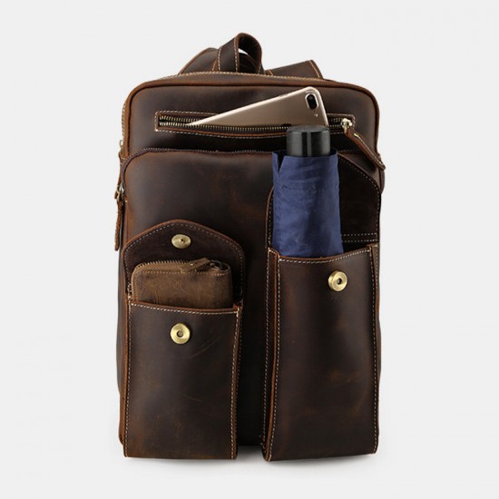 Men Genuine Leather Large Capacity Retro Casual Fashion 14 Inch Laptop Bag Travel Bag Business Backpack Men Genuine Leather Large Capacity Retro Casual Fashion 14 Inch Laptop Bag Travel Bag Business Backpack