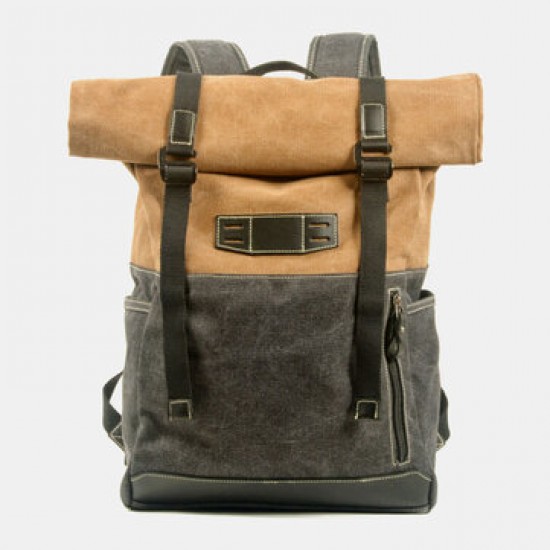Men Genuine Leather Cowhide and Canvas Patchwork Outdoor Waterproof Anti-theft Hiking 14 Inch Laptop Backpack Men Genuine Leather Cowhide and Canvas Patchwork Outdoor Waterproof Anti-theft Hiking 14 Inch Laptop Backpack