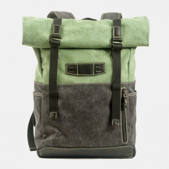 Men Genuine Leather Cowhide and Canvas Patchwork Outdoor Waterproof Anti-theft Hiking 14 Inch Laptop Backpack Men Genuine Leather Cowhide and Canvas Patchwork Outdoor Waterproof Anti-theft Hiking 14 Inch Laptop Backpack