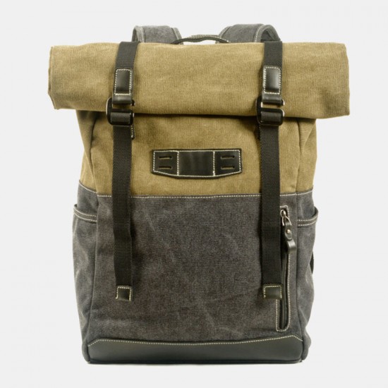 Men Genuine Leather Cowhide and Canvas Patchwork Outdoor Waterproof Anti-theft Hiking 14 Inch Laptop Backpack Men Genuine Leather Cowhide and Canvas Patchwork Outdoor Waterproof Anti-theft Hiking 14 Inch Laptop Backpack