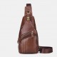 Men Genuine Leather Retro Business Casual Solid Color Leather Shoulder Bag Crossbody Bag Chest Bag Men Genuine Leather Retro Business Casual Solid Color Leather Shoulder Bag Crossbody Bag Chest Bag