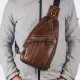 Men Genuine Leather Retro Business Casual Solid Color Leather Shoulder Bag Crossbody Bag Chest Bag Men Genuine Leather Retro Business Casual Solid Color Leather Shoulder Bag Crossbody Bag Chest Bag
