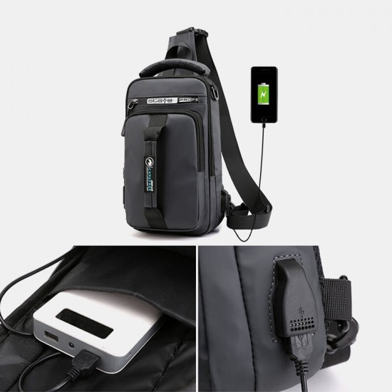 Men Nylon USB Charging Casual Outdoor Brief Chest Bag Shoulder Bag Backpack Men Nylon USB Charging Casual Outdoor Brief Chest Bag Shoulder Bag Backpack