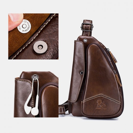 Men Genuine Leather Cowhide Triangle Shape Fashion Retro Business Shoulder Bag Chest Bag Men Genuine Leather Cowhide Triangle Shape Fashion Retro Business Shoulder Bag Chest Bag