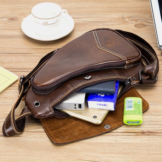 Men Genuine Leather Cowhide Triangle Shape Fashion Retro Business Shoulder Bag Chest Bag Men Genuine Leather Cowhide Triangle Shape Fashion Retro Business Shoulder Bag Chest Bag