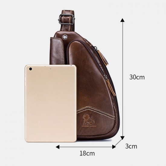 Men Genuine Leather Cowhide Triangle Shape Fashion Retro Business Shoulder Bag Chest Bag Men Genuine Leather Cowhide Triangle Shape Fashion Retro Business Shoulder Bag Chest Bag