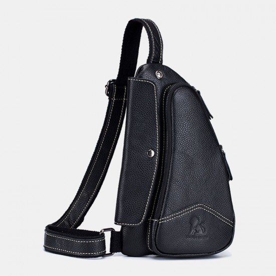 Men Genuine Leather Cowhide Triangle Shape Fashion Retro Business Shoulder Bag Chest Bag Men Genuine Leather Cowhide Triangle Shape Fashion Retro Business Shoulder Bag Chest Bag
