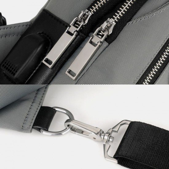 Men Oxford USB Charging Waterproof Casual Outdoor Crossbody Bag Chest Bag Sling Bag Men Oxford USB Charging Waterproof Casual Outdoor Crossbody Bag Chest Bag Sling Bag