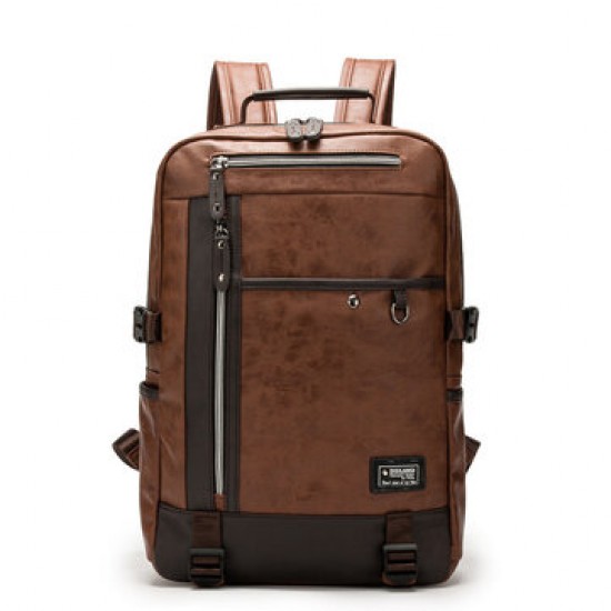 Men Faux Leather Large Capacity 16 Inch Laptop Bag School Bag Travel Backpack Men Faux Leather Large Capacity 16 Inch Laptop Bag School Bag Travel Backpack