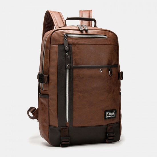 Men Faux Leather Large Capacity 16 Inch Laptop Bag School Bag Travel Backpack Men Faux Leather Large Capacity 16 Inch Laptop Bag School Bag Travel Backpack
