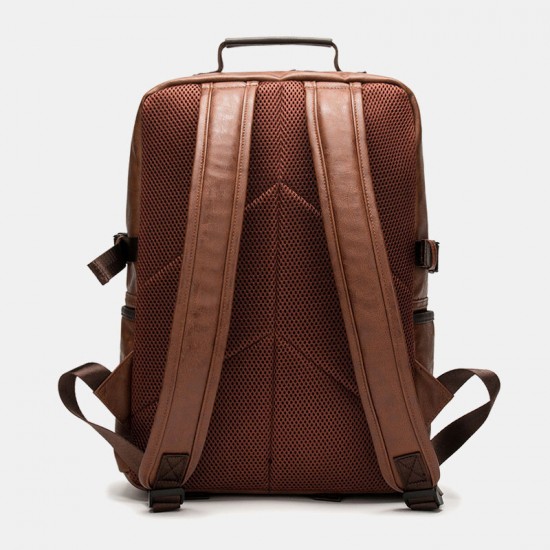 Men Faux Leather Large Capacity 16 Inch Laptop Bag School Bag Travel Backpack Men Faux Leather Large Capacity 16 Inch Laptop Bag School Bag Travel Backpack