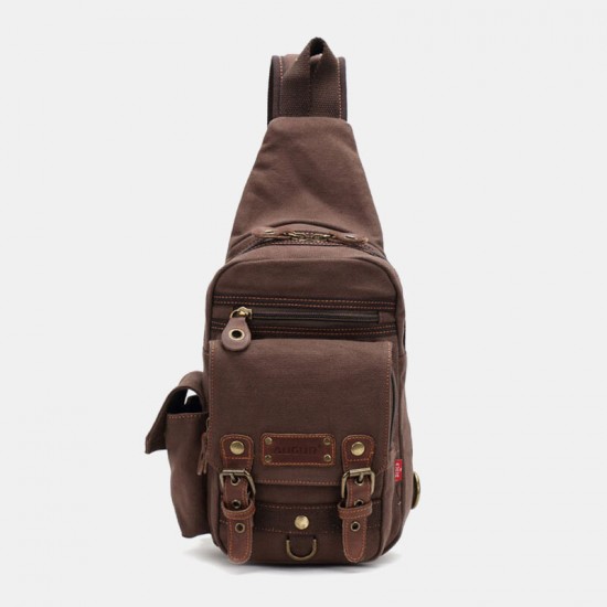 Men Genuine Leather And Canvas Travel Outdoor Carrying Bag Personal Crossbody Bag Chest Bag Men Genuine Leather And Canvas Travel Outdoor Carrying Bag Personal Crossbody Bag Chest Bag