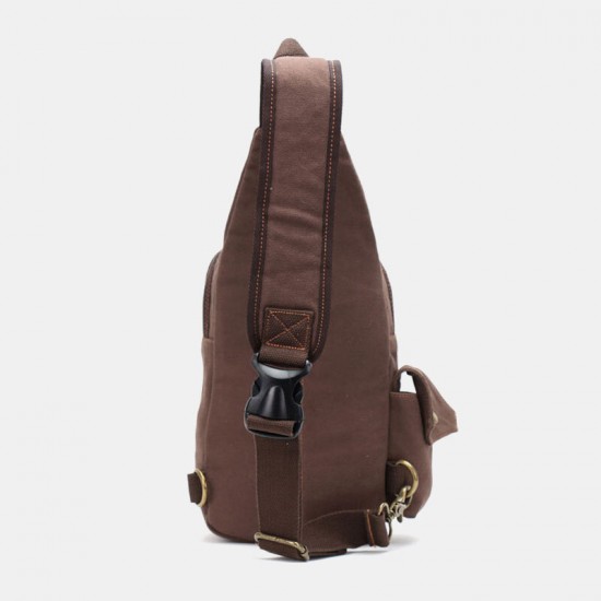 Men Genuine Leather And Canvas Travel Outdoor Carrying Bag Personal Crossbody Bag Chest Bag Men Genuine Leather And Canvas Travel Outdoor Carrying Bag Personal Crossbody Bag Chest Bag