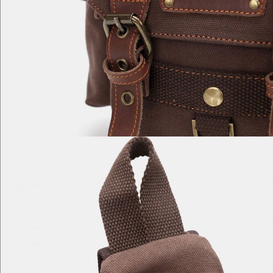 Men Genuine Leather And Canvas Travel Outdoor Carrying Bag Personal Crossbody Bag Chest Bag Men Genuine Leather And Canvas Travel Outdoor Carrying Bag Personal Crossbody Bag Chest Bag