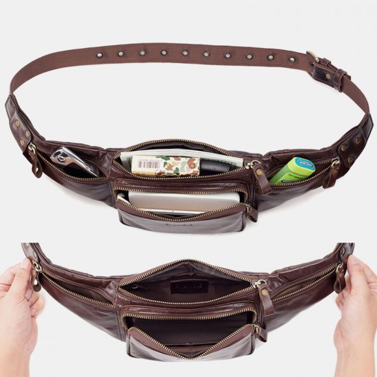 Men Genuine Leather Retro Sport Outdoor Multi-carry Chest Bag Sling Bag Crossbody Bag Waist Bag Men Genuine Leather Retro Sport Outdoor Multi-carry Chest Bag Sling Bag Crossbody Bag Waist Bag