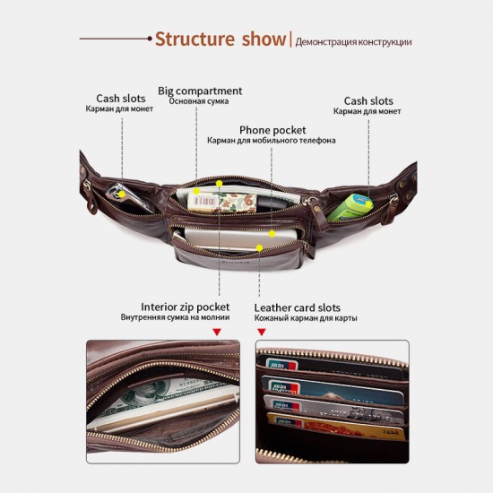 Men Genuine Leather Retro Sport Outdoor Multi-carry Chest Bag Sling Bag Crossbody Bag Waist Bag Men Genuine Leather Retro Sport Outdoor Multi-carry Chest Bag Sling Bag Crossbody Bag Waist Bag