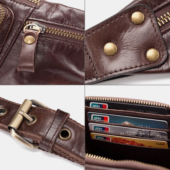 Men Genuine Leather Retro Sport Outdoor Multi-carry Chest Bag Sling Bag Crossbody Bag Waist Bag Men Genuine Leather Retro Sport Outdoor Multi-carry Chest Bag Sling Bag Crossbody Bag Waist Bag