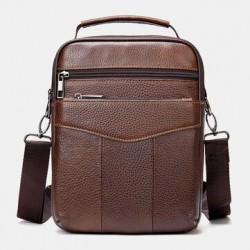 Men Genuine Leather Retro Business Vertical Handbag Crossbody Bag