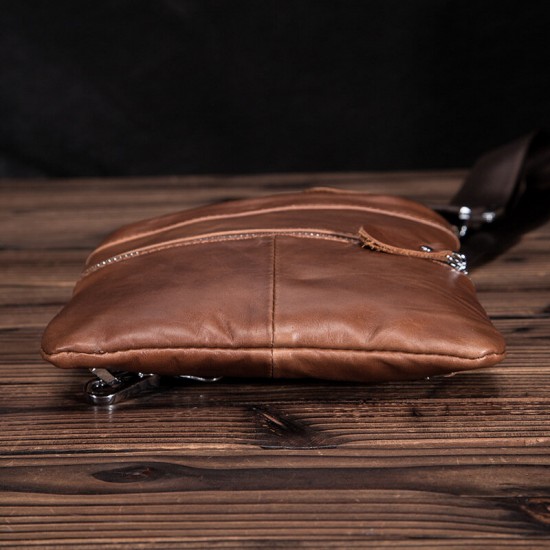 Men Genuine Leather Multi-Carry Retro 9 Inch Large Capacity Phone Camera Chest Bags Crossbody Bag Men Genuine Leather Multi-Carry Retro 9 Inch Large Capacity Phone Camera Chest Bags Crossbody Bag