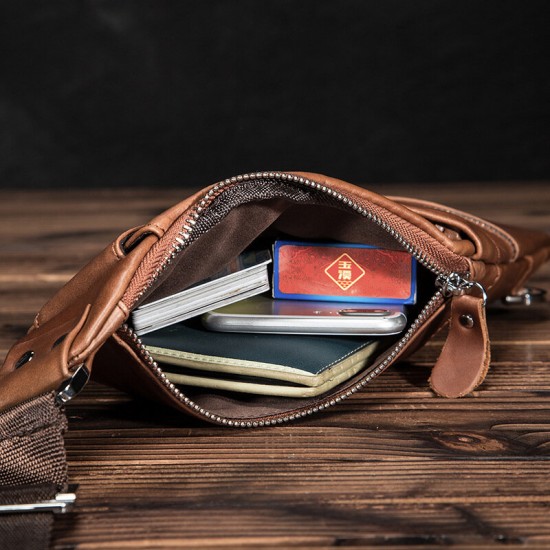 Men Genuine Leather Multi-Carry Retro 9 Inch Large Capacity Phone Camera Chest Bags Crossbody Bag Men Genuine Leather Multi-Carry Retro 9 Inch Large Capacity Phone Camera Chest Bags Crossbody Bag