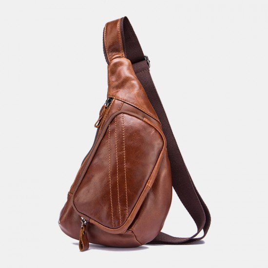 Men Genuine Leather Multi-Pocket Retro 9 Inch Large Capacity Waterproof Phone Chest Bags Crossbody Bag Men Genuine Leather Multi-Pocket Retro 9 Inch Large Capacity Waterproof Phone Chest Bags Crossbody Bag