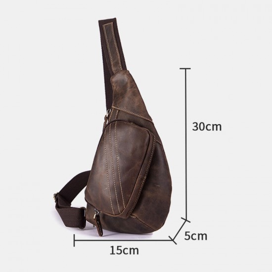 Men Genuine Leather Multi-Pocket Retro 9 Inch Large Capacity Waterproof Phone Chest Bags Crossbody Bag Men Genuine Leather Multi-Pocket Retro 9 Inch Large Capacity Waterproof Phone Chest Bags Crossbody Bag