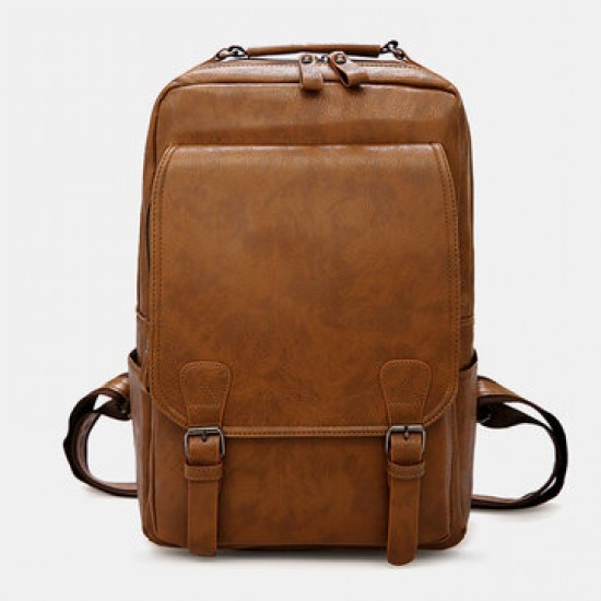 Men PU Leather Vintage Business Waterproof Wear-Resistant Large Capacity 15.6 Inch Laptop Bag Backpack Men PU Leather Vintage Business Waterproof Wear-Resistant Large Capacity 15.6 Inch Laptop Bag Backpack