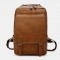 Men PU Leather Vintage Business Waterproof Wear-Resistant Large Capacity 15.6 Inch Laptop Bag Backpack