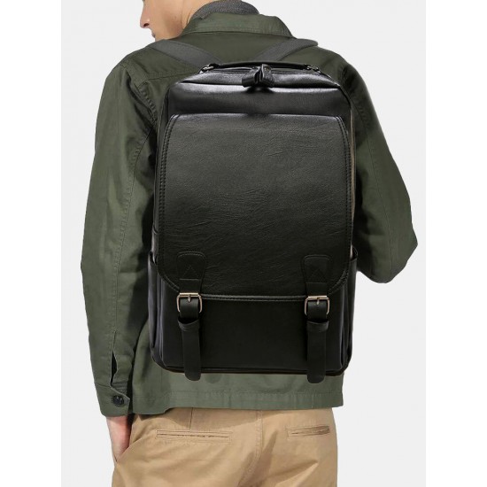 Men PU Leather Vintage Business Waterproof Wear-Resistant Large Capacity 15.6 Inch Laptop Bag Backpack Men PU Leather Vintage Business Waterproof Wear-Resistant Large Capacity 15.6 Inch Laptop Bag Backpack