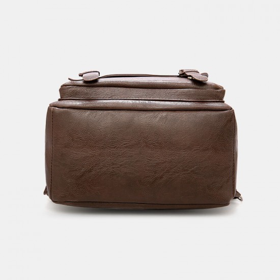 Men PU Leather Vintage Business Waterproof Wear-Resistant Large Capacity 15.6 Inch Laptop Bag Backpack Men PU Leather Vintage Business Waterproof Wear-Resistant Large Capacity 15.6 Inch Laptop Bag Backpack