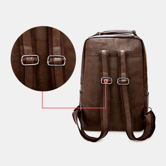 Men PU Leather Vintage Business Waterproof Wear-Resistant Large Capacity 15.6 Inch Laptop Bag Backpack Men PU Leather Vintage Business Waterproof Wear-Resistant Large Capacity 15.6 Inch Laptop Bag Backpack