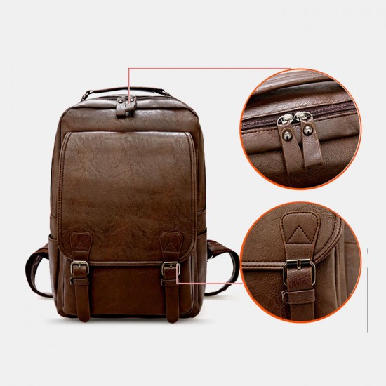 Men PU Leather Vintage Business Waterproof Wear-Resistant Large Capacity 15.6 Inch Laptop Bag Backpack Men PU Leather Vintage Business Waterproof Wear-Resistant Large Capacity 15.6 Inch Laptop Bag Backpack