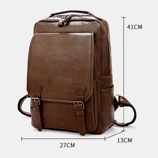 Men PU Leather Vintage Business Waterproof Wear-Resistant Large Capacity 15.6 Inch Laptop Bag Backpack Men PU Leather Vintage Business Waterproof Wear-Resistant Large Capacity 15.6 Inch Laptop Bag Backpack