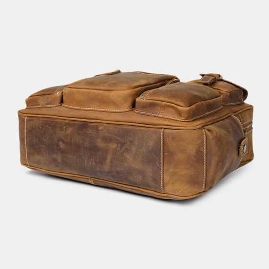 Men Genuine Leather Detachable Strap Large Multi-Pocket 15.6 Inch Laptop Bag Briefcase Messenger Bag Crossbody Bags Men Genuine Leather Detachable Strap Large Multi-Pocket 15.6 Inch Laptop Bag Briefcase Messenger Bag Crossbody Bags