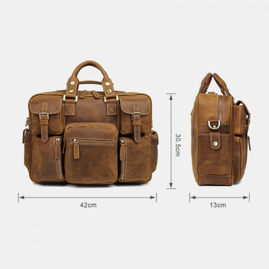 Men Genuine Leather Detachable Strap Large Multi-Pocket 15.6 Inch Laptop Bag Briefcase Messenger Bag Crossbody Bags Men Genuine Leather Detachable Strap Large Multi-Pocket 15.6 Inch Laptop Bag Briefcase Messenger Bag Crossbody Bags